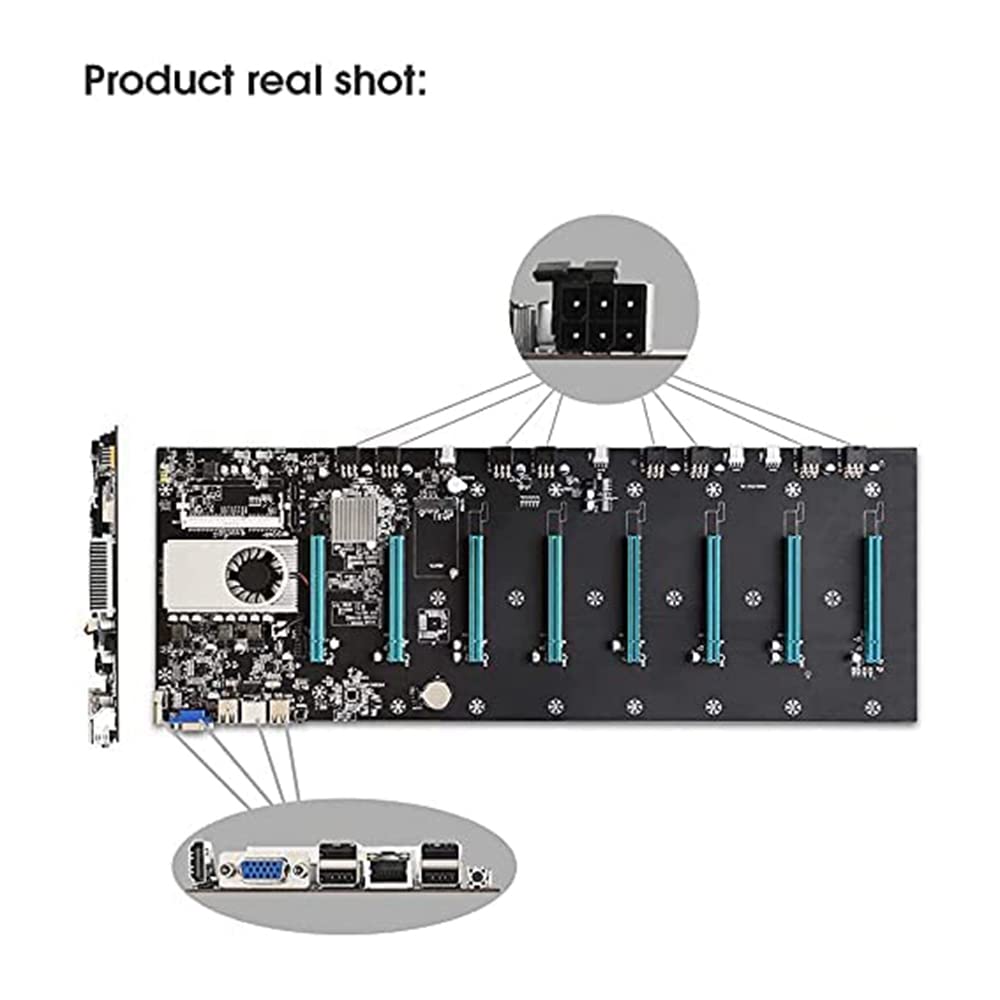 マザーボード BTC-S37 Mining Rig Case 7 GPU Miner Rig BTC-T37 Mining Motherboard with CPU and FAN Set 8 GPU Slots